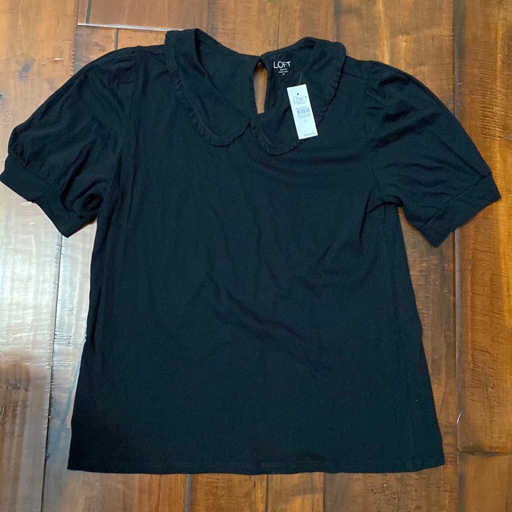 LOFT black collared top